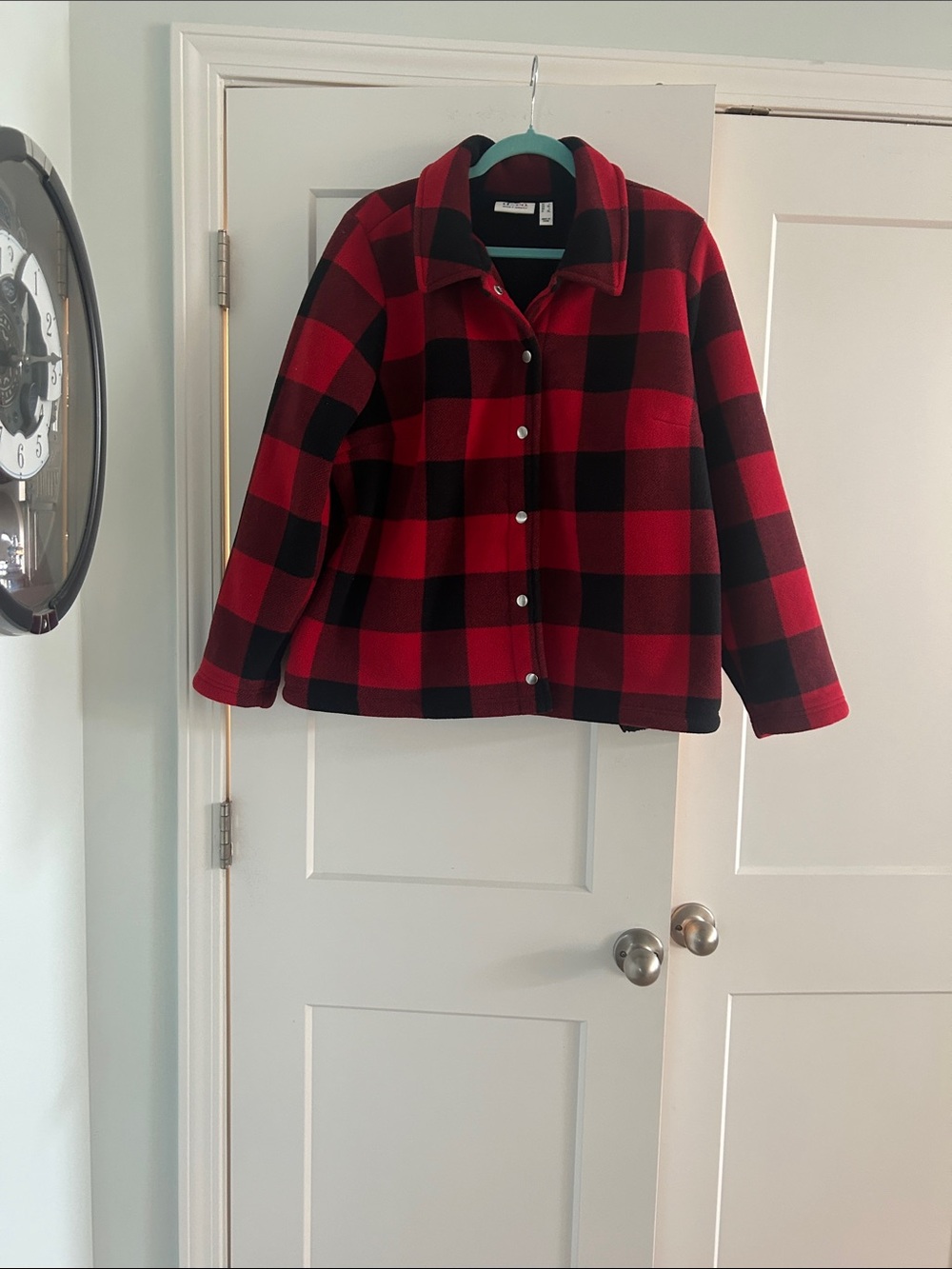 Red and Black Buffalo Plaid Button-Front Jacket by Denim and company